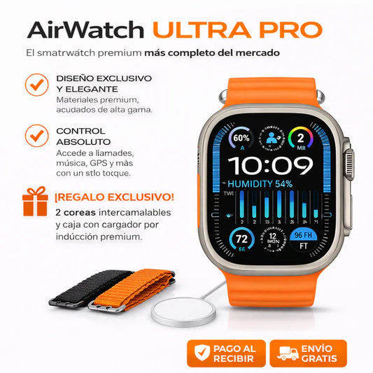 ⌚ Reloj al estilo Apple ULTRA PRO con 2 correas incluidas + caja y cargador por inducción premium + REGALO EXCLUSIVO 🔥